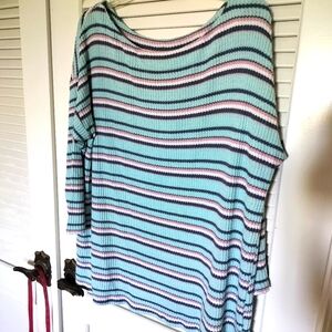 Lane Bryant Boat Neck Striped Lightweight Tunic Length Top 18/20 2x